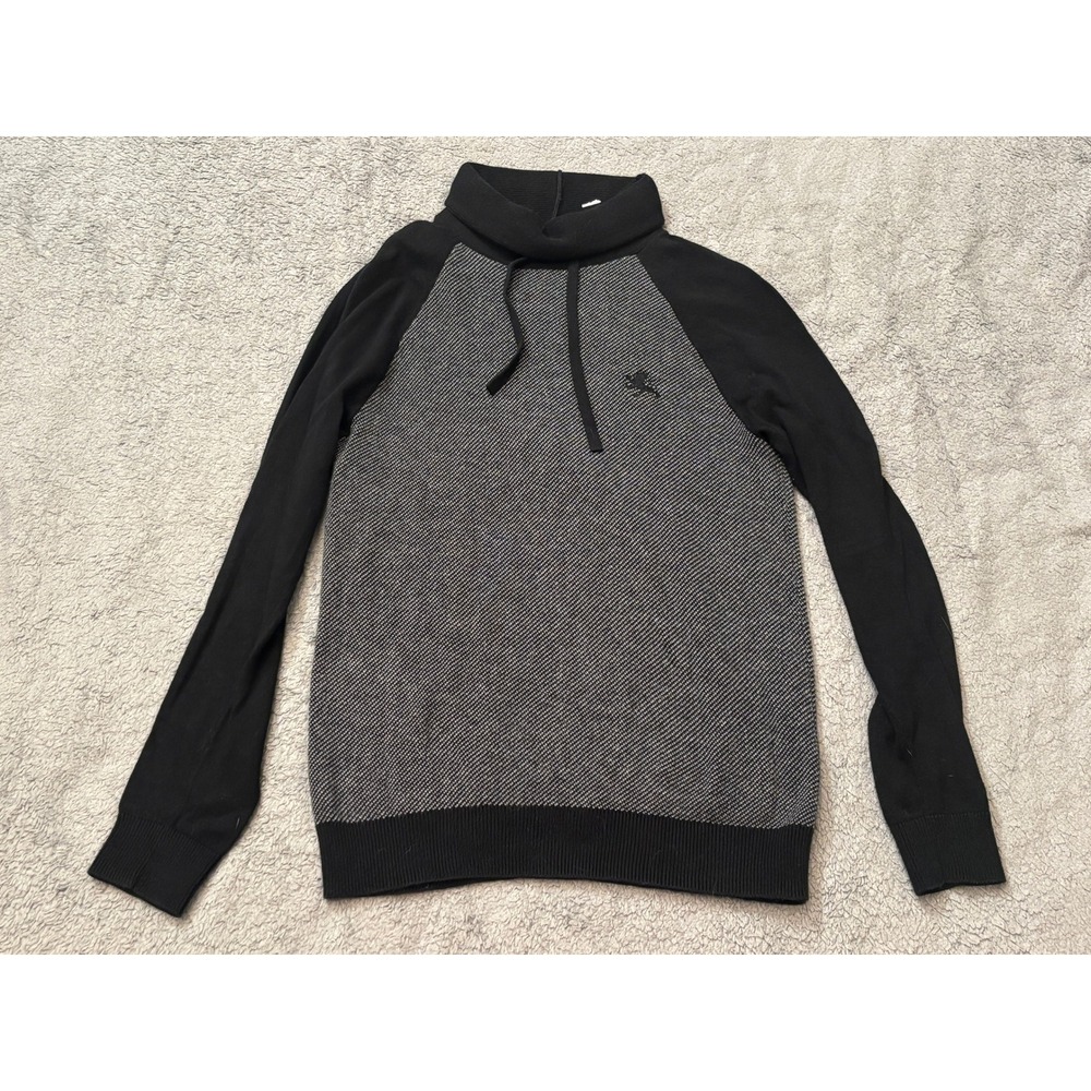 Express Mens Cotton Funnel Neck Raglan Sweater Black Grey EXCN-601CC